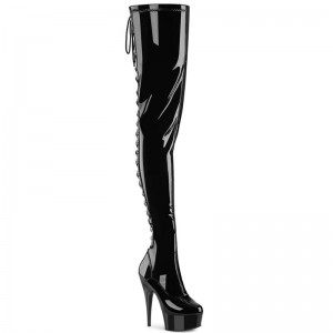 Pleaser Delight-4063 Women's Thigh High Boots Black | NZ GTQPRY