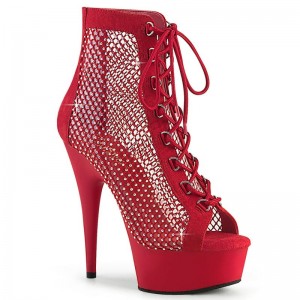 Pleaser Delight-600-33RM Women's Heels Boots Red | NZ ZPGOSF