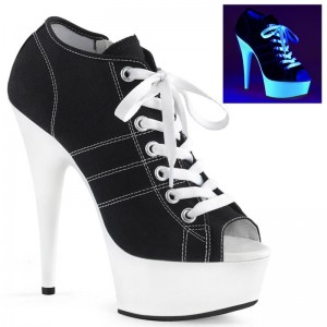 Pleaser Delight-600SK-01 Women's Heels Boots Black / White | NZ FBWTPL