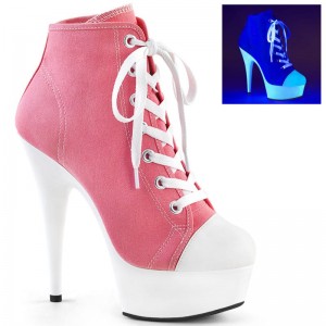 Pleaser Delight-600SK-02 Women's Heels Boots Pink / White | NZ XCEDHF