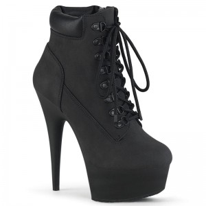 Pleaser Delight-600TL-02 Vegan Leather Women's Heels Boots Black | NZ THYENL