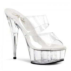 Pleaser Delight-602 Women's Platform Slides Clear | NZ QWSVFA