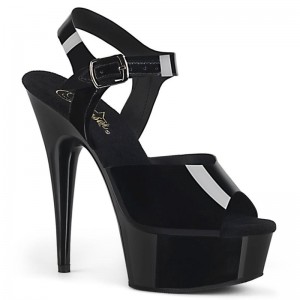 Pleaser Delight-608N Women's Platform Heels Sandals Black | NZ FNIYLT