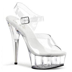 Pleaser Delight-608 Women's Platform Heels Sandals Clear | NZ GOXWTU