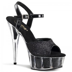 Pleaser Delight-609-5G Women's Platform Heels Sandals Black | NZ OPAECD