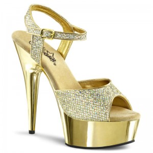 Pleaser Delight-609G Women's Platform Heels Sandals Gold | NZ NSBWKP