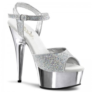 Pleaser Delight-609G Women's Platform Heels Sandals Silver | NZ NGLTSY