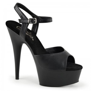 Pleaser Delight-609 Vegan Leather Women's Platform Heels Sandals Black | NZ NBZPTM