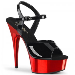 Pleaser Delight-609 Women's Platform Heels Sandals Black / Red | NZ BDTQSY