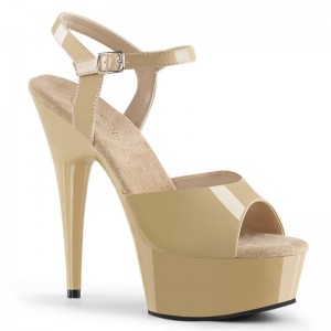 Pleaser Delight-609 Women's Platform Heels Sandals Beige | NZ ROWQBD