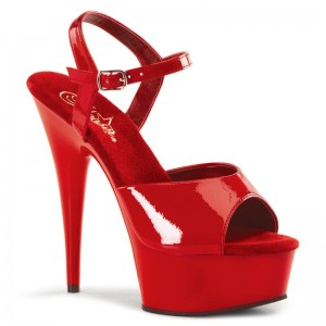 Pleaser Delight-609 Women's Platform Heels Sandals Red | NZ NWKCMP