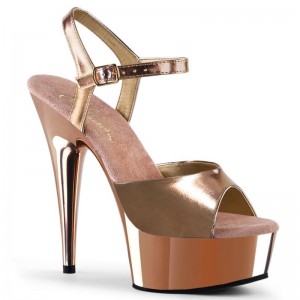 Pleaser Delight-609 Women's Platform Heels Sandals Rose Gold | NZ GJQRCD