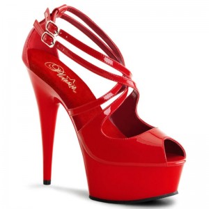 Pleaser Delight-612 Women's Platform Heels Sandals Red | NZ RDHQBC