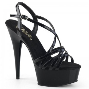 Pleaser Delight-613 Women's Platform Heels Sandals Black | NZ DKSLIR