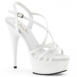 Pleaser Delight-613 Women's Platform Heels Sandals White | NZ ZGIMSH