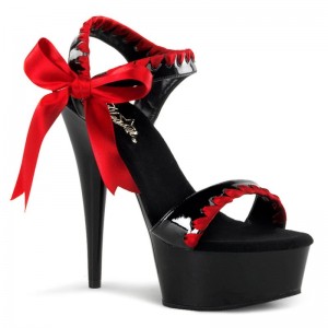 Pleaser Delight-615 Women's Platform Heels Sandals Red / Black | NZ RCSENZ