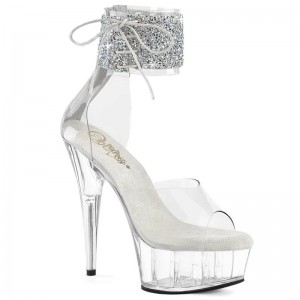 Pleaser Delight-624RS-02 Women's Platform Heels Sandals Silver / Clear | NZ AQTPCJ