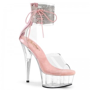 Pleaser Delight-624RS Women's Platform Heels Sandals Pink / Clear | NZ OYNRUF