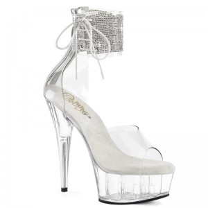 Pleaser Delight-624RS Women's Platform Heels Sandals Clear | NZ OZLBTW