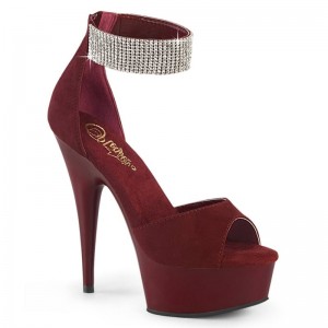 Pleaser Delight-625 Women's Platform Heels Sandals Burgundy | NZ GCVYBT