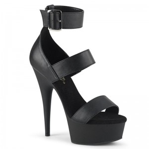 Pleaser Delight-629 Vegan Leather Women's Platform Heels Sandals Black | NZ RQAHLK