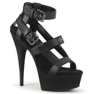 Pleaser Delight-637 Vegan Leather Women's Platform Heels Sandals Black | NZ EDMSIG