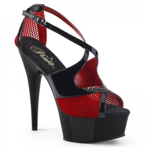 Pleaser Delight-652-1 Women's Platform Heels Sandals Black / Red | NZ CINBYR