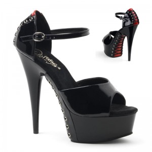 Pleaser Delight-660FH Women's Platform Heels Sandals Red / Black | NZ RVGENA