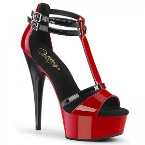 Pleaser Delight-663 Women's Platform Heels Sandals Black / Red | NZ WXIFTC