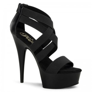 Pleaser Delight-669 Vegan Leather Women's Platform Heels Sandals Black | NZ POFKDU