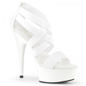 Pleaser Delight-669 Vegan Leather Women's Platform Heels Sandals White | NZ PYAWKD