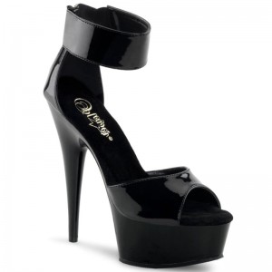 Pleaser Delight-670-3 Women's Platform Heels Sandals Black | NZ FLAGOK