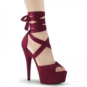 Pleaser Delight-679 Women's Platform Heels Sandals Burgundy | NZ ITYEQF