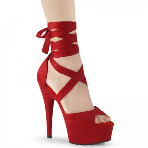 Pleaser Delight-679 Women's Platform Heels Sandals Red | NZ RCJUZW