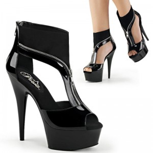 Pleaser Delight-690 Women's Platform Heels Sandals Black | NZ SEMXZC