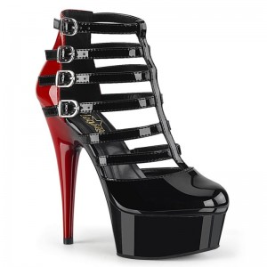 Pleaser Delight-695 Women's Platform Heels Sandals Red / Black | NZ AQRMJD