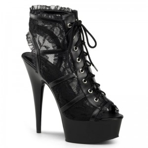 Pleaser Delight-696LC Women's Heels Boots Black | NZ WEBPRM