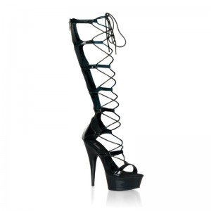 Pleaser Delight-698 Women's Platform Heels Sandals Black | NZ PHEBOL