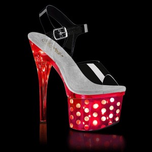 Pleaser Discolite-708DOTS Women's Platform Heels Sandals Silver / Clear | NZ RVLCTA