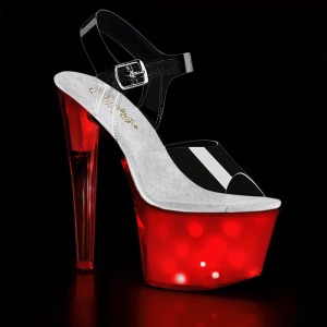 Pleaser Discolite-708 Women's Platform Heels Sandals White / Clear | NZ UHGEPL