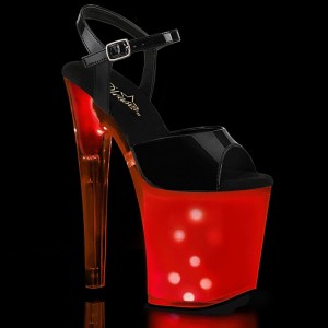 Pleaser Discolite-809 Women's Platform Heels Sandals Black / White | NZ PKJGIN