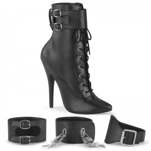 Pleaser Domina-1023 Vegan Leather Women's Heels Boots Black | NZ WPKHGX