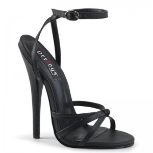 Pleaser Domina-108 Vegan Leather Women's Heels Sandals Black | NZ KIJUHY