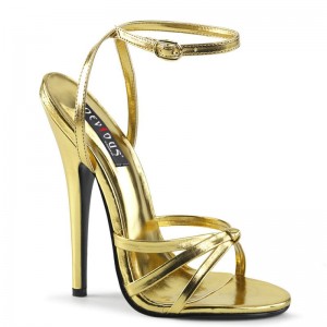 Pleaser Domina-108 Women's Heels Sandals Gold | NZ CSWBTX