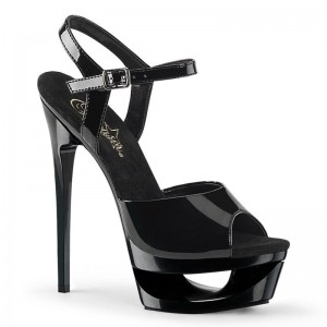 Pleaser Eclipse-609 Women's Platform Heels Sandals Black | NZ GSKAQF