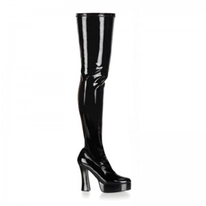 Pleaser Electra-3000Z Women's Thigh High Boots Black | NZ WYQMAL