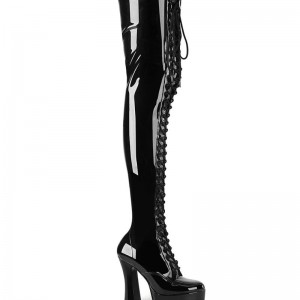 Pleaser Electra-3023 Women's Thigh High Boots Black | NZ HGINST