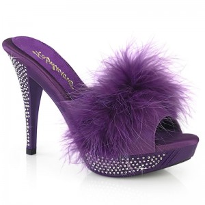 Pleaser Elegant-401F Women's Platform Slides Purple | NZ COADSV