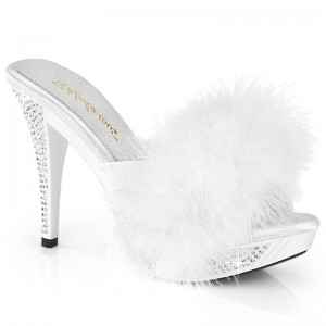 Pleaser Elegant-401F Women's Platform Slides White | NZ UVOBNJ