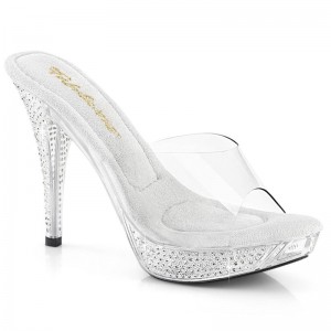 Pleaser Elegant-401 Women's Platform Slides Clear | NZ UBJTDG